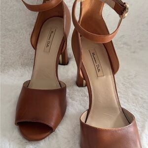 Massimo Dutti Amazing Tan Leather Women's Heels